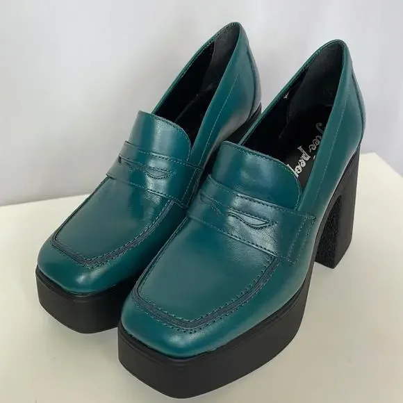 Free People Zoe Platform Loafer Deep Jade Size 8.5 - Picture 3 of 11